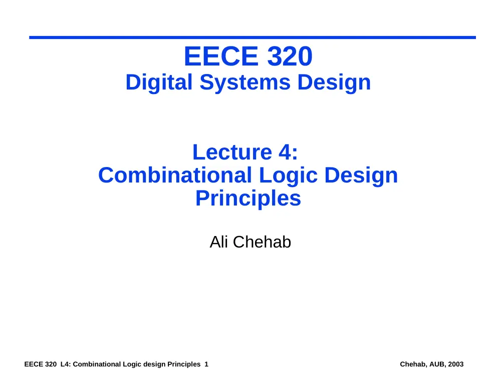 EECE 320 Lecture 4, Fall 2011, page 1