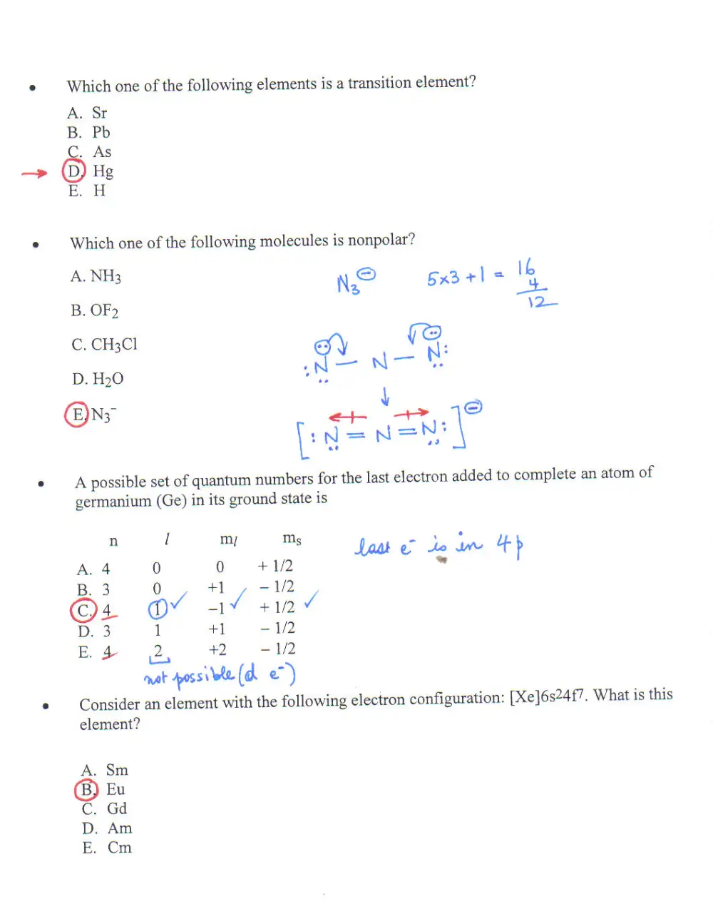 CHEM 201 Problems CH 2, Fall 2016, page 4