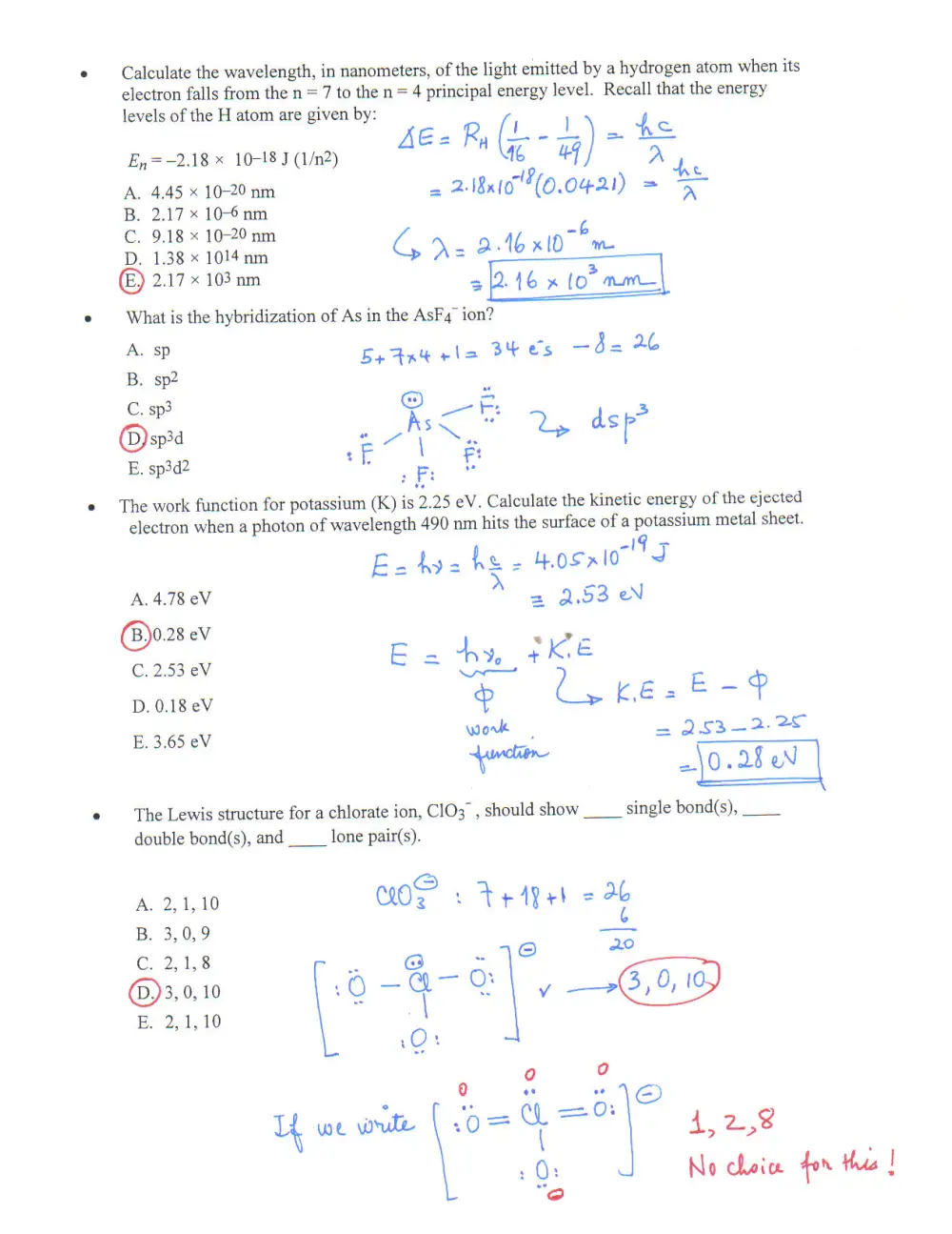 CHEM 201 Problems CH 2, Fall 2016, page 6