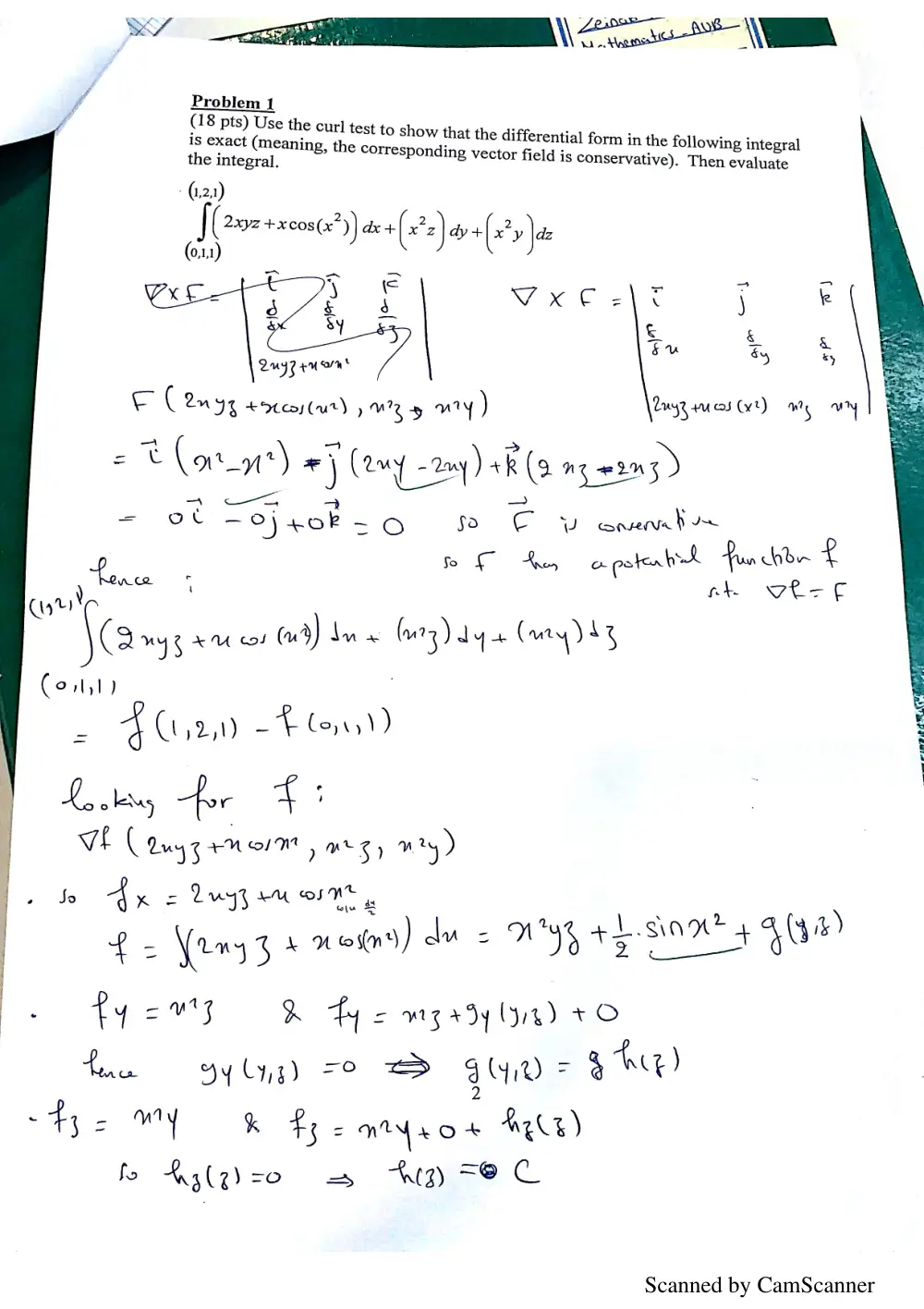 MATH 202 Exam 1 With Solution, Spring 2017, page 1
