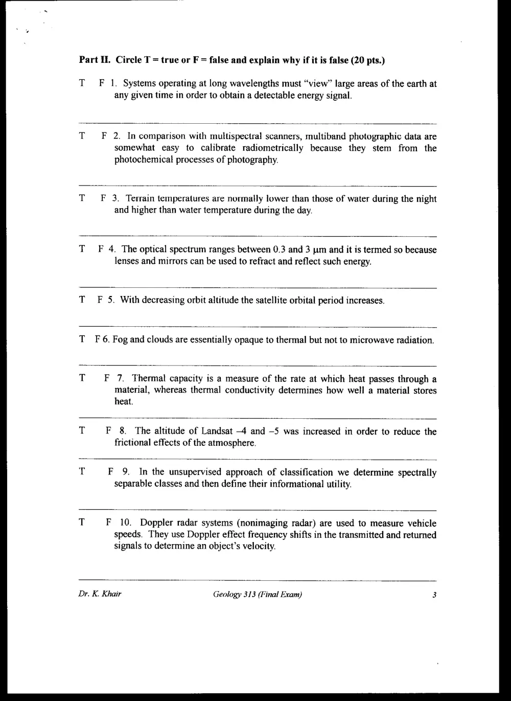 GEOL 313 Final, Spring 2000, page 3