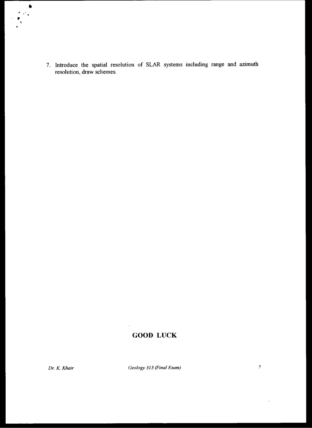 GEOL 313 Final, Spring 2000, page 7