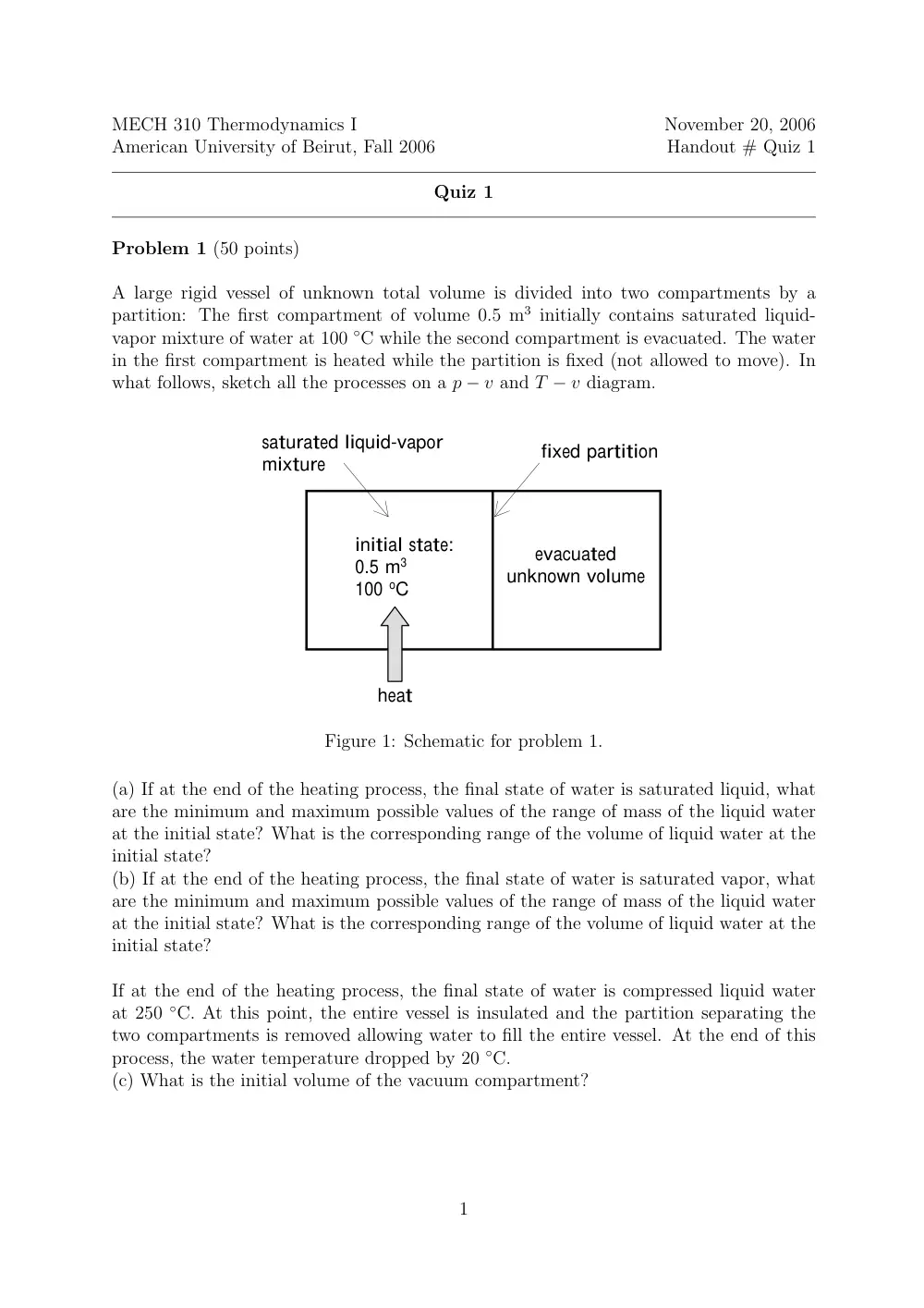 MECH 310 Exam 1, Fall 2009, page 1