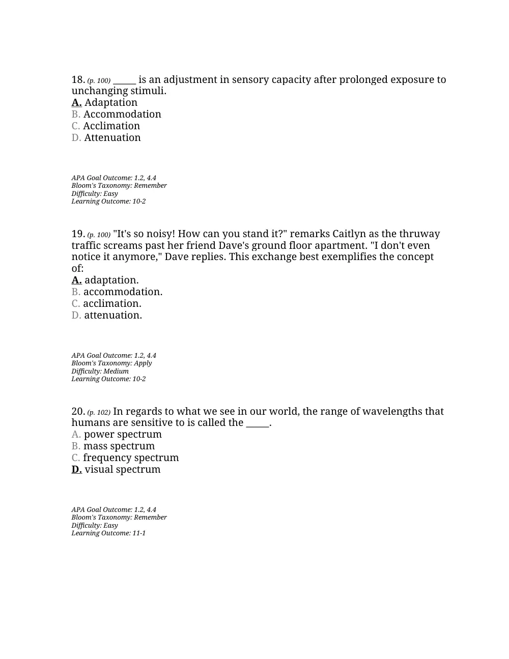 PSYC 201 Questions Chapter 4, Fall 2015, page 8