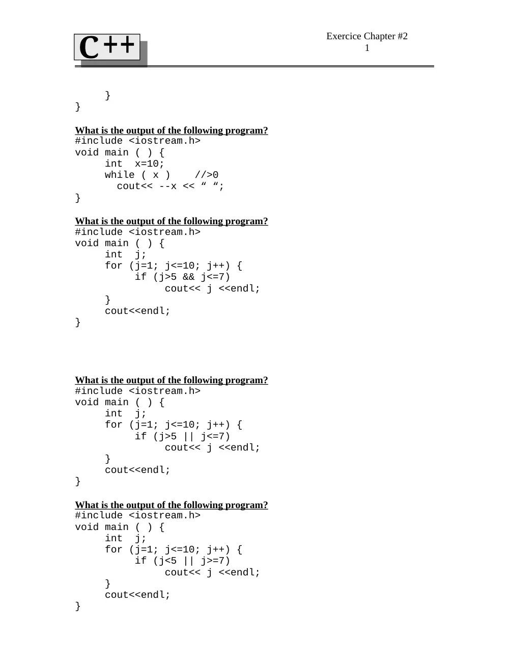 CSC 212 Problems For Chapter 2, Spring 2004, page 1