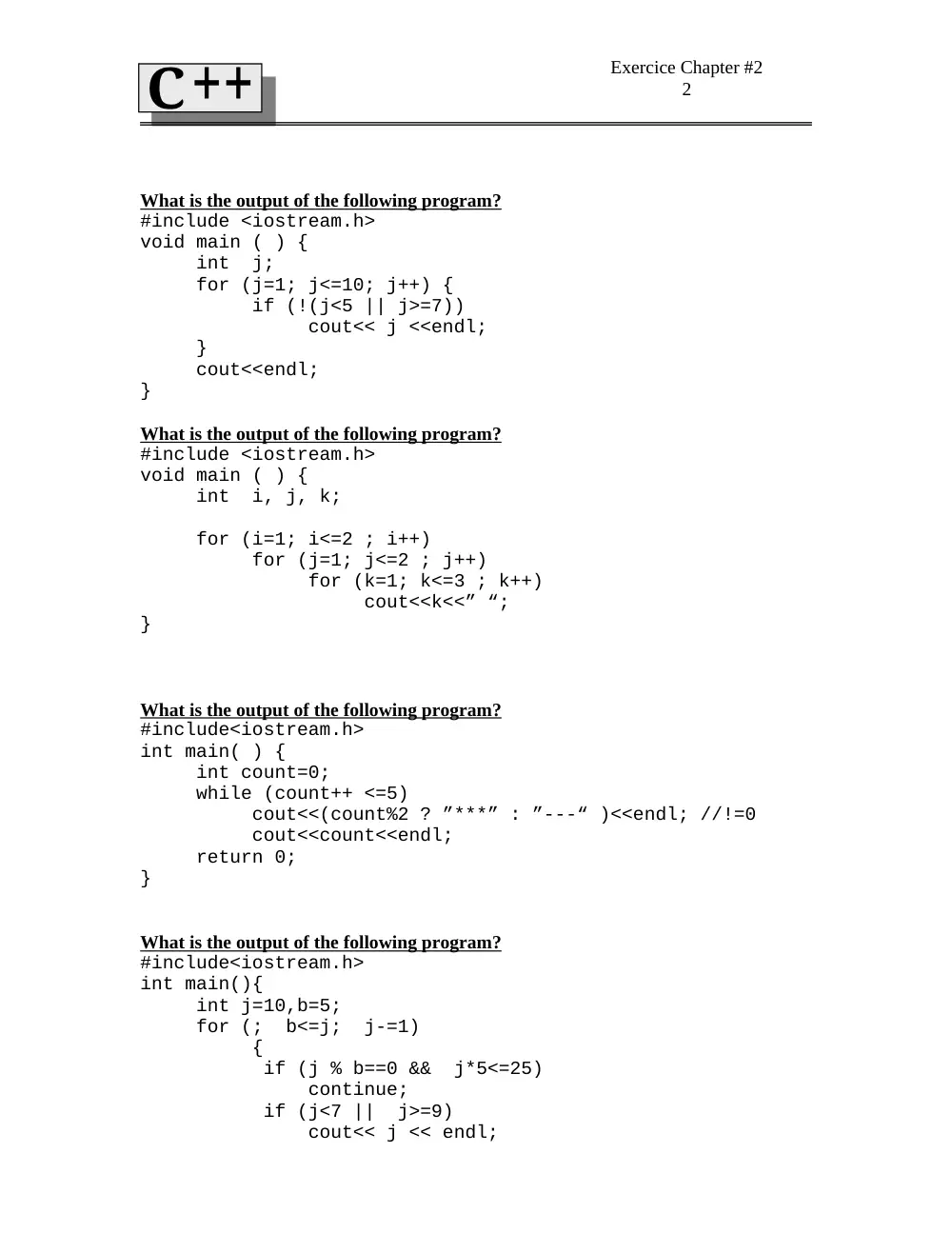 CSC 212 Problems For Chapter 2, Spring 2004, page 2