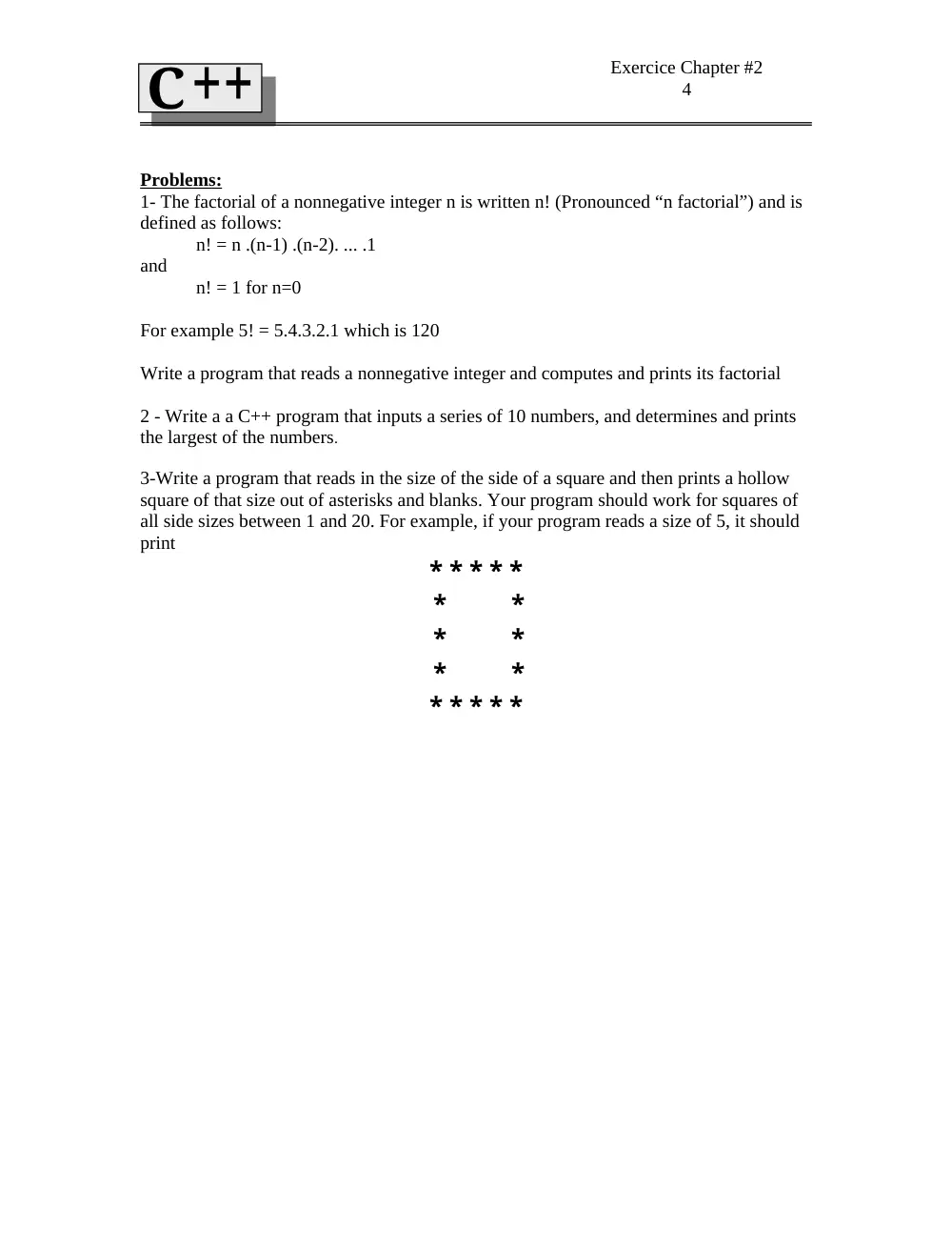 CSC 212 Problems For Chapter 2, Spring 2004, page 4