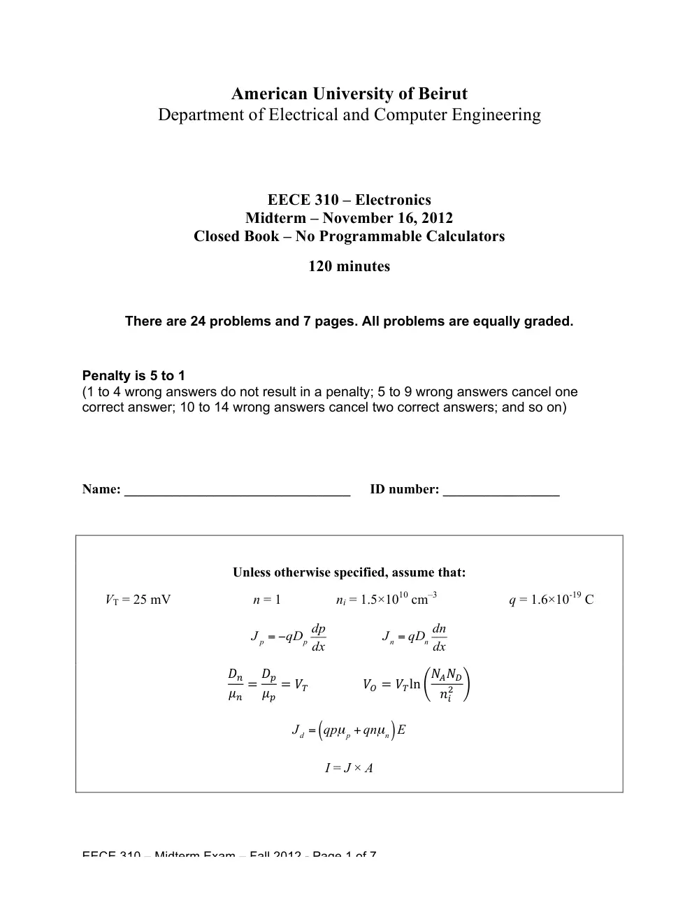 EECE 310 Midterm, Fall 2012, page 1