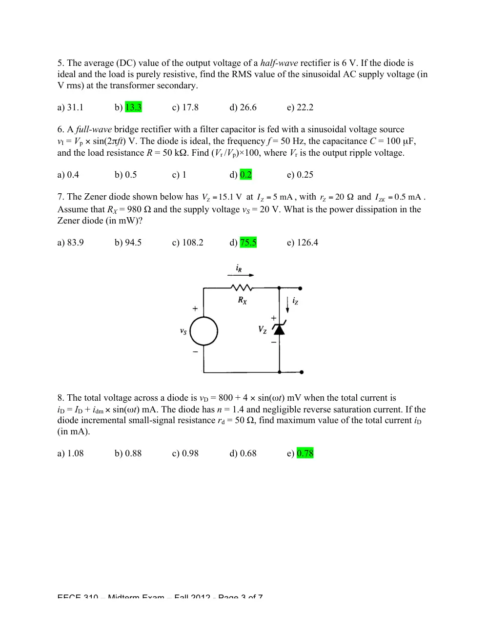 EECE 310 Midterm, Fall 2012, page 3