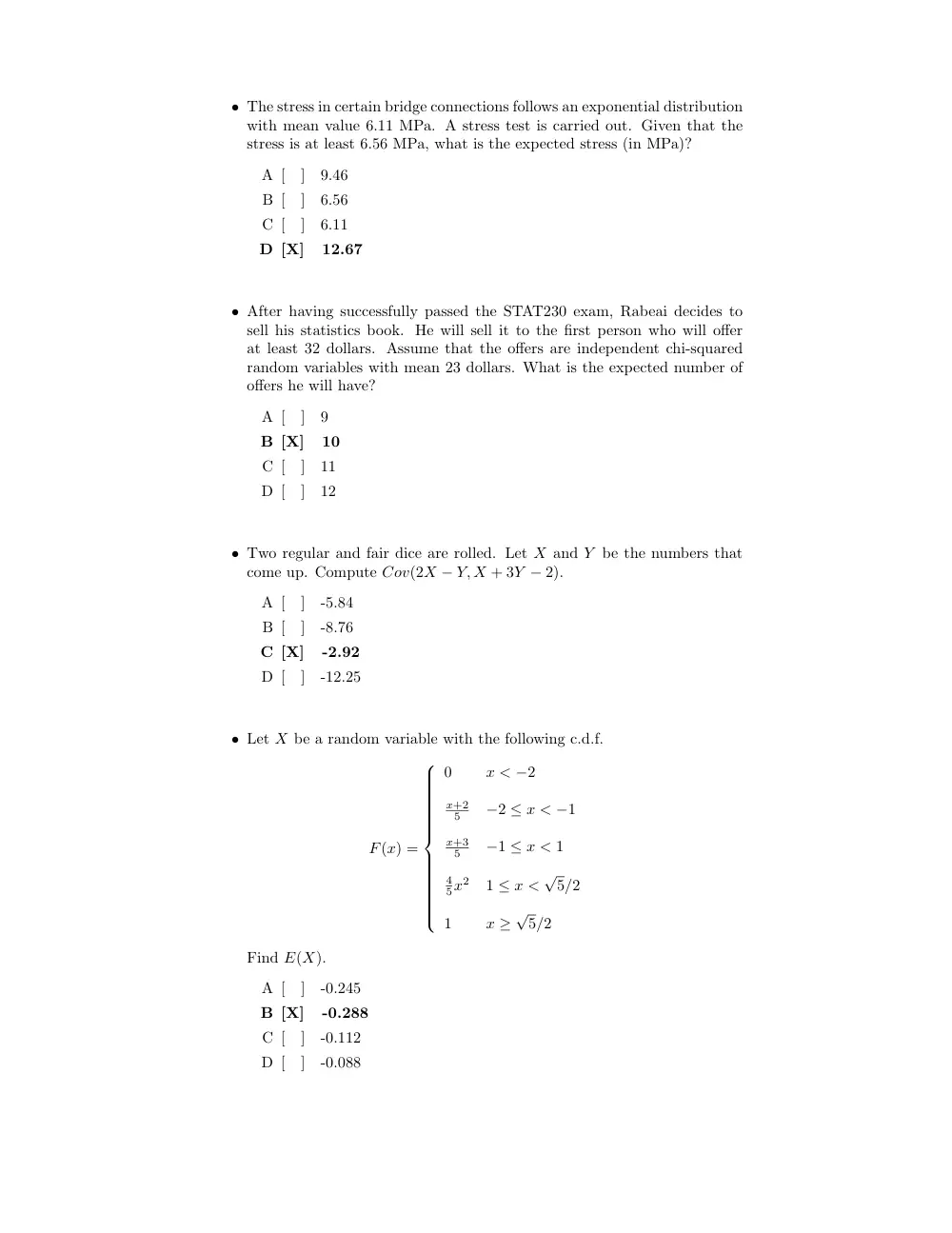 STAT 230 Exam 2 Solution, Fall 2016, page 3