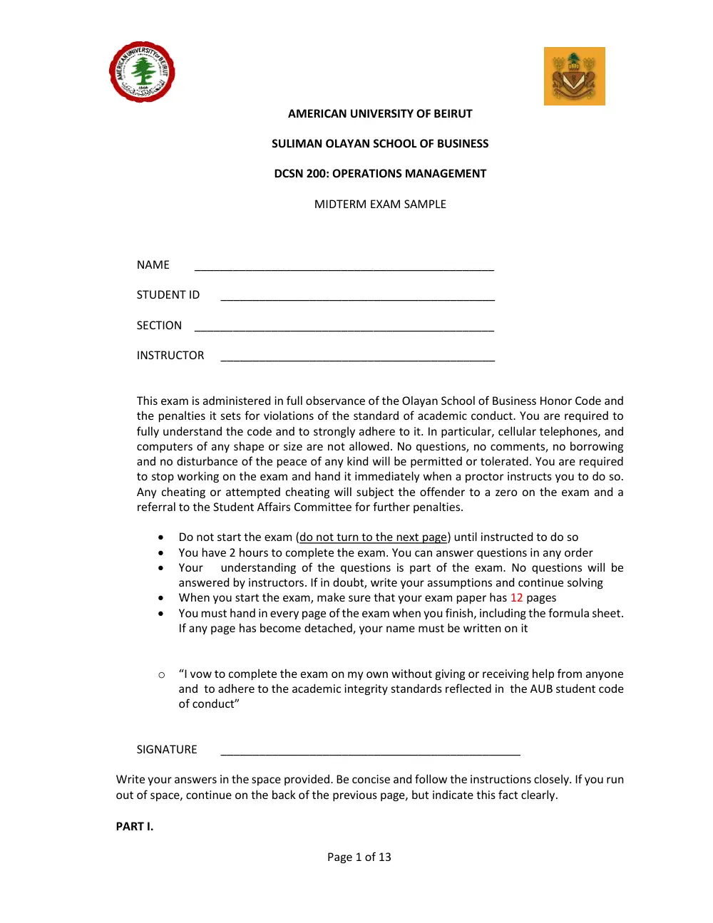 DCSN 200 Other SAMPLE, Spring 2019, page 1