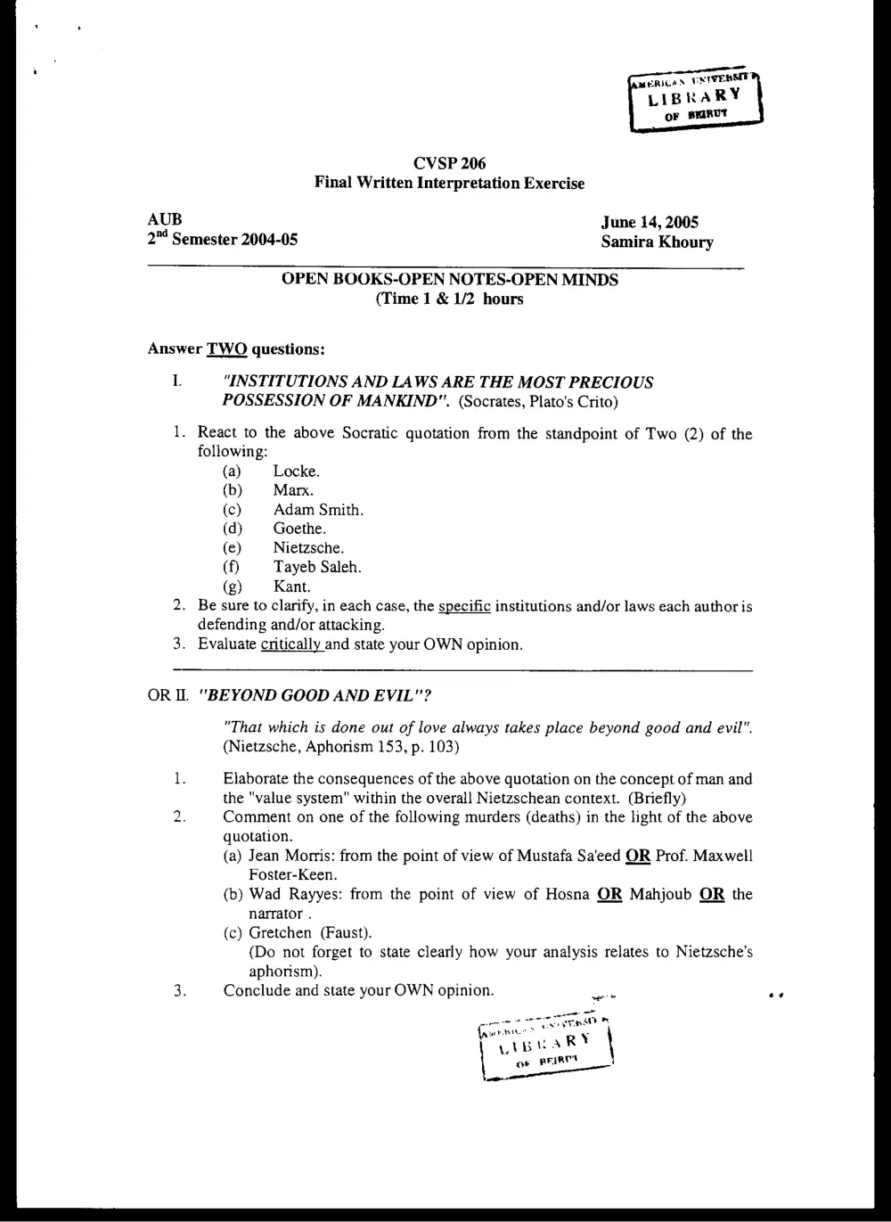 CVSP 206 Final, Spring 2005, page 1