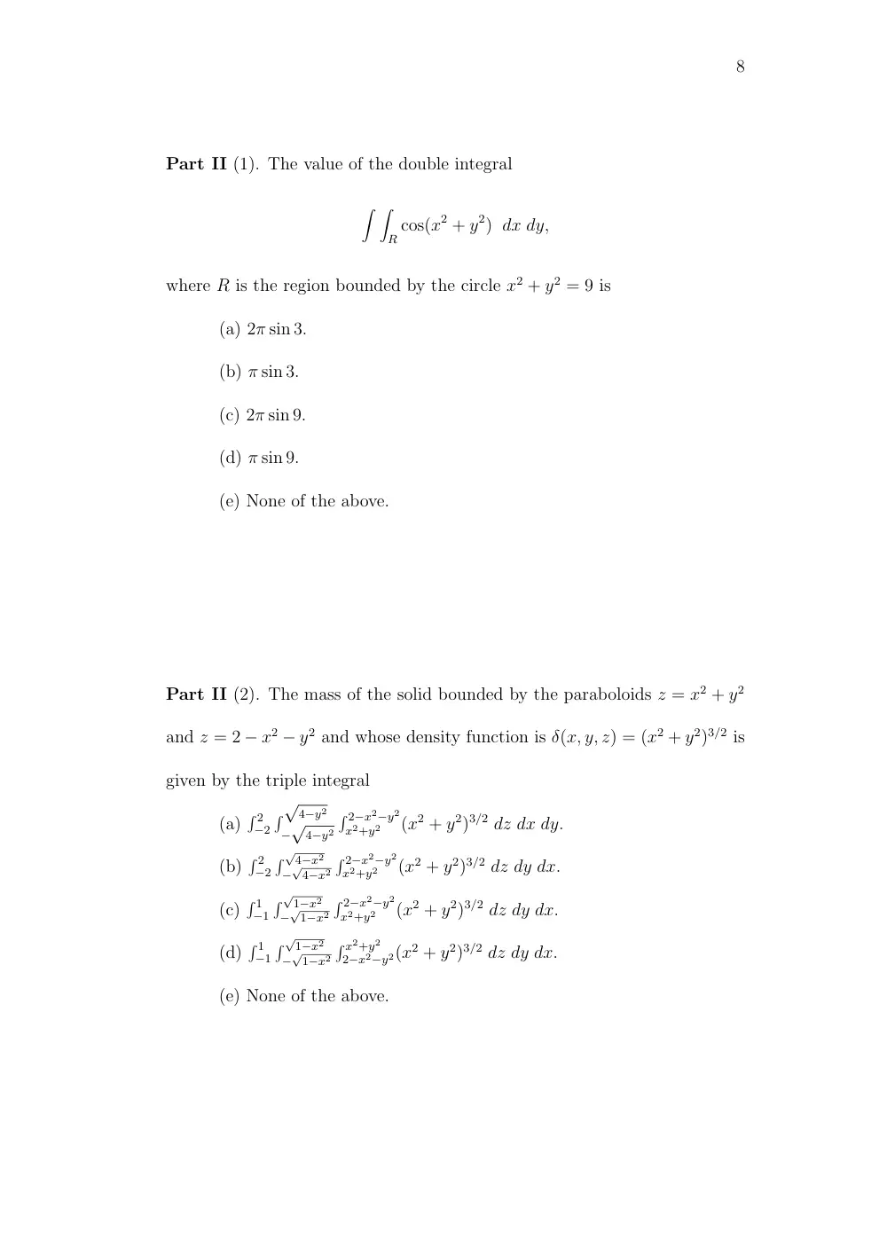 MATH 201 Exam, Spring 2008, page 8