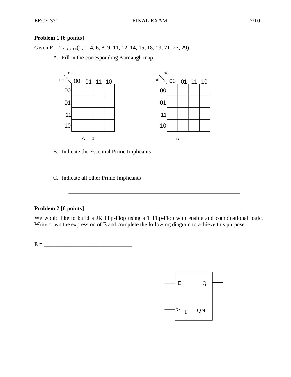 EECE 320 Final, Fall 2010, page 2