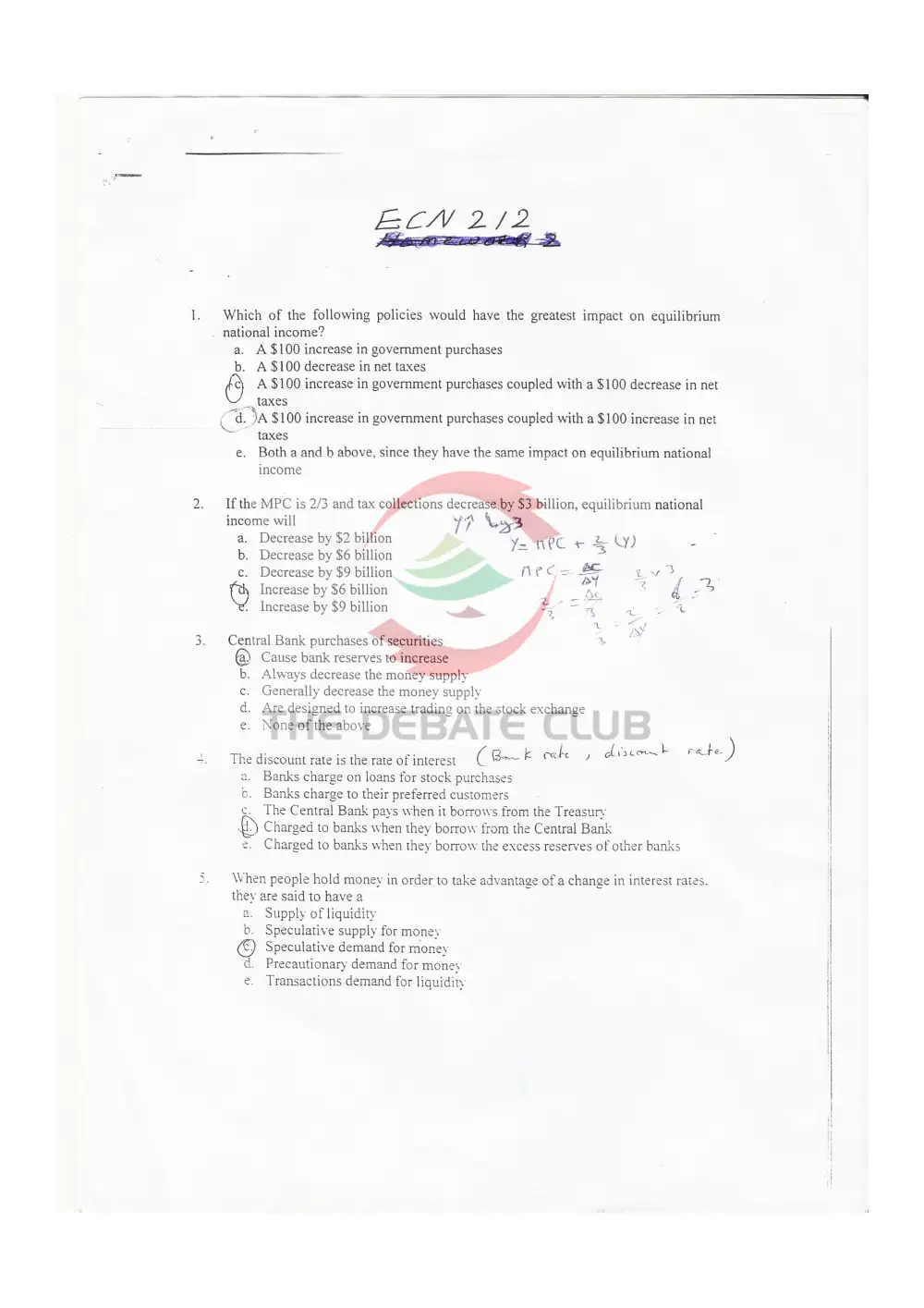 ECN 212 Problems with Solution, Fall 2008, page 1