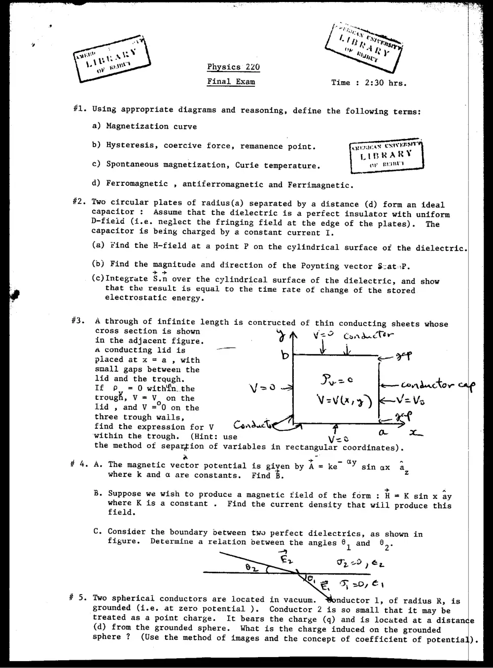PHYS 220 Final, Spring 2008, page 1