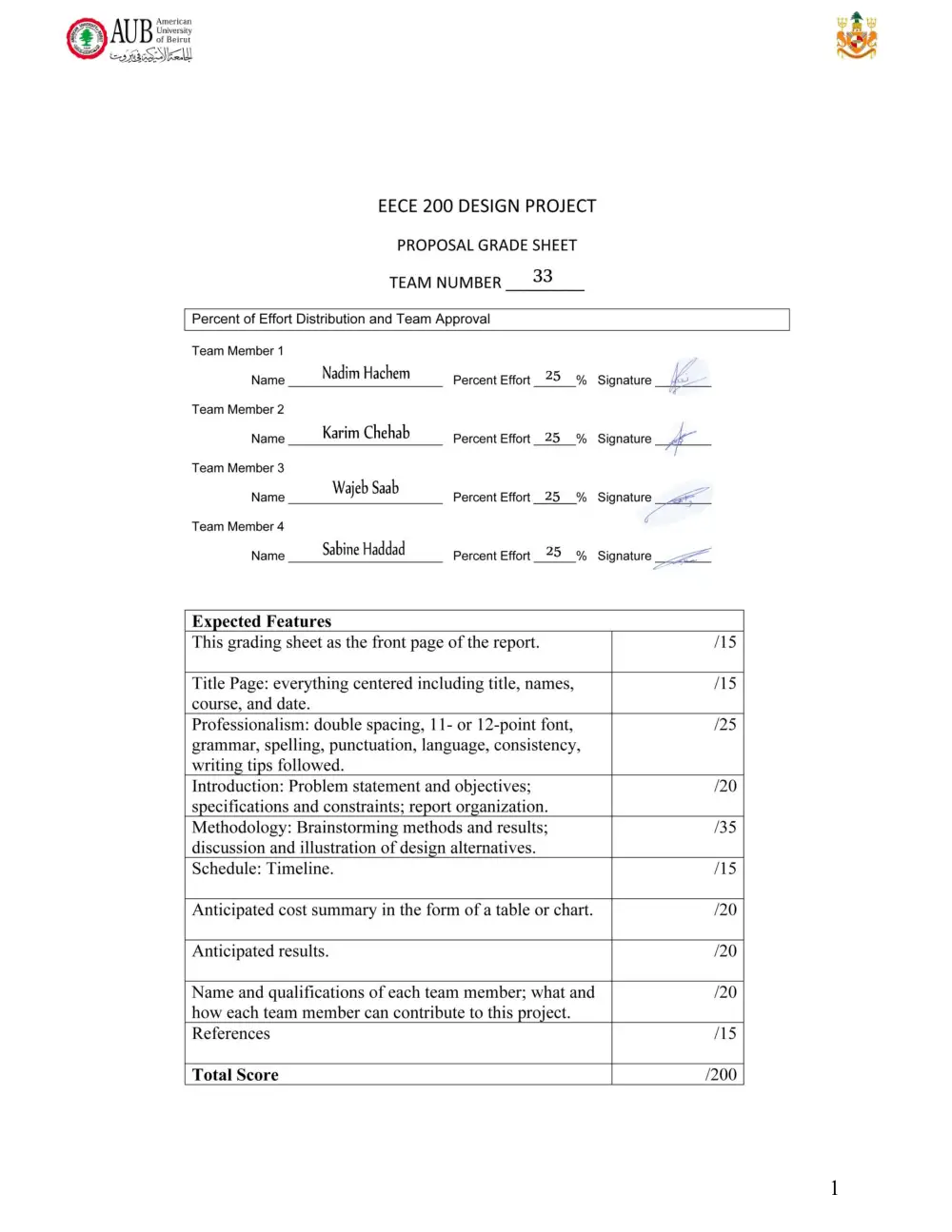 EECE 200 Project Proposal, Fall 2010, page 1