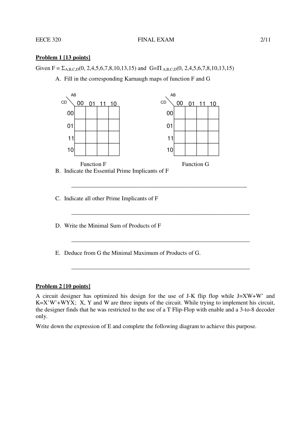 EECE 320 Final, Fall 2011, page 2