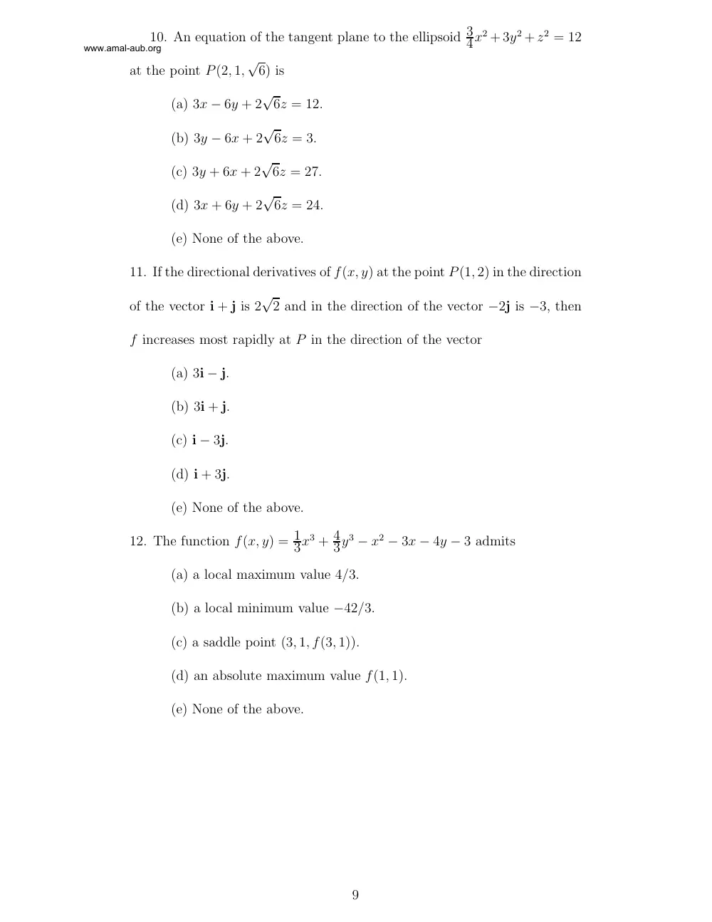 MATH 201 Final, Fall 1998, page 9