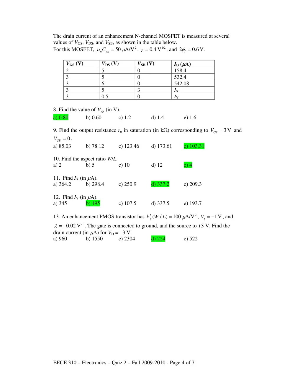 EECE 310 Exam 2, Fall 2009, page 4