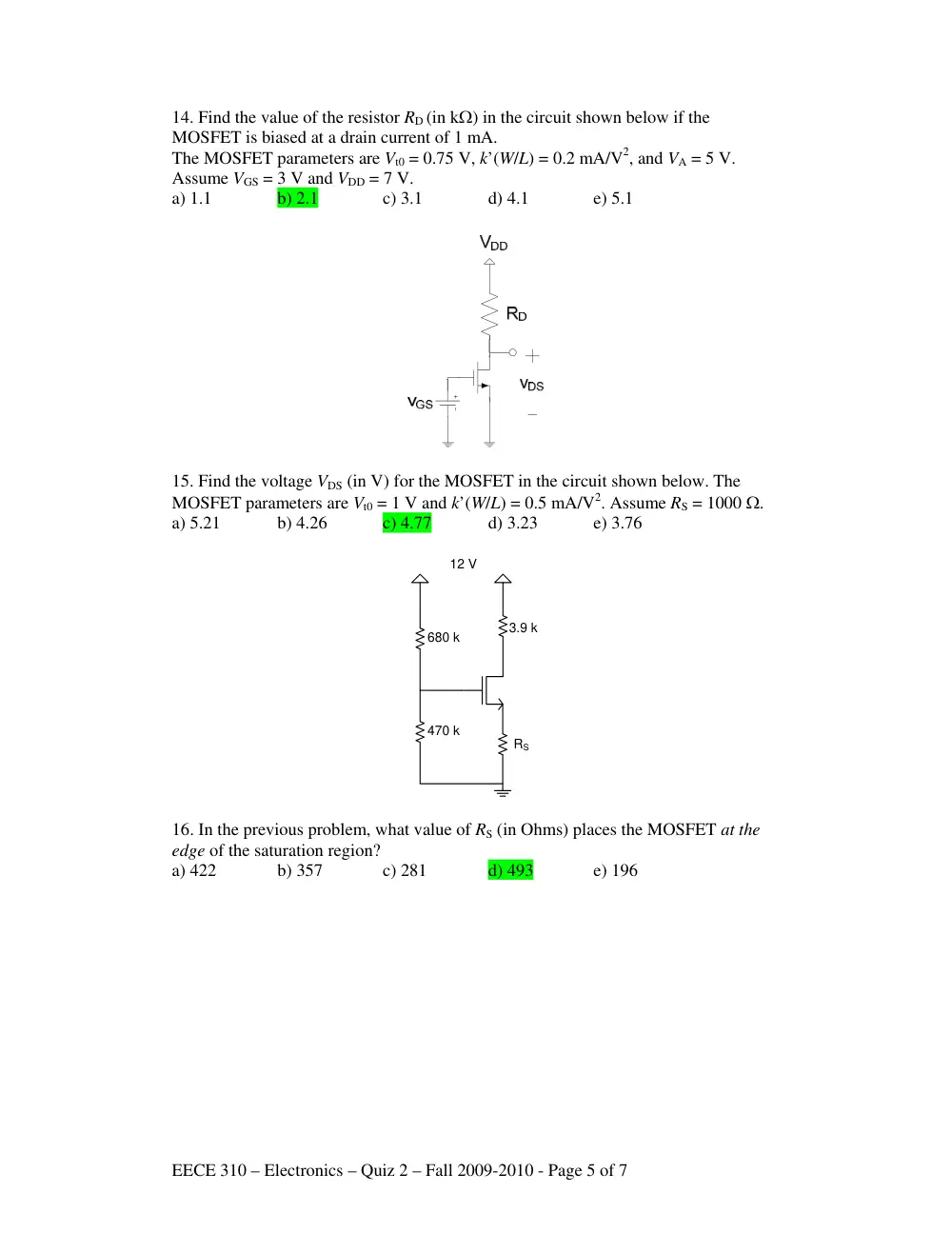EECE 310 Exam 2, Fall 2009, page 5