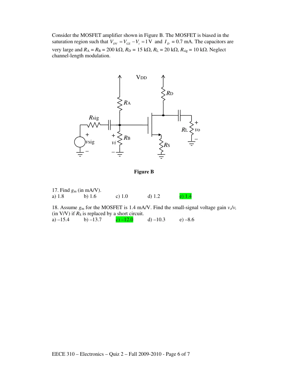 EECE 310 Exam 2, Fall 2009, page 6