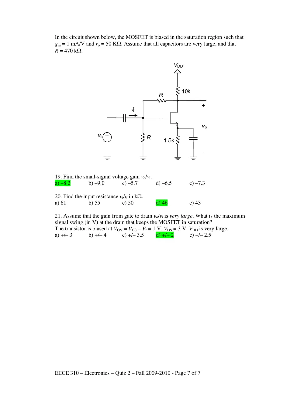 EECE 310 Exam 2, Fall 2009, page 7