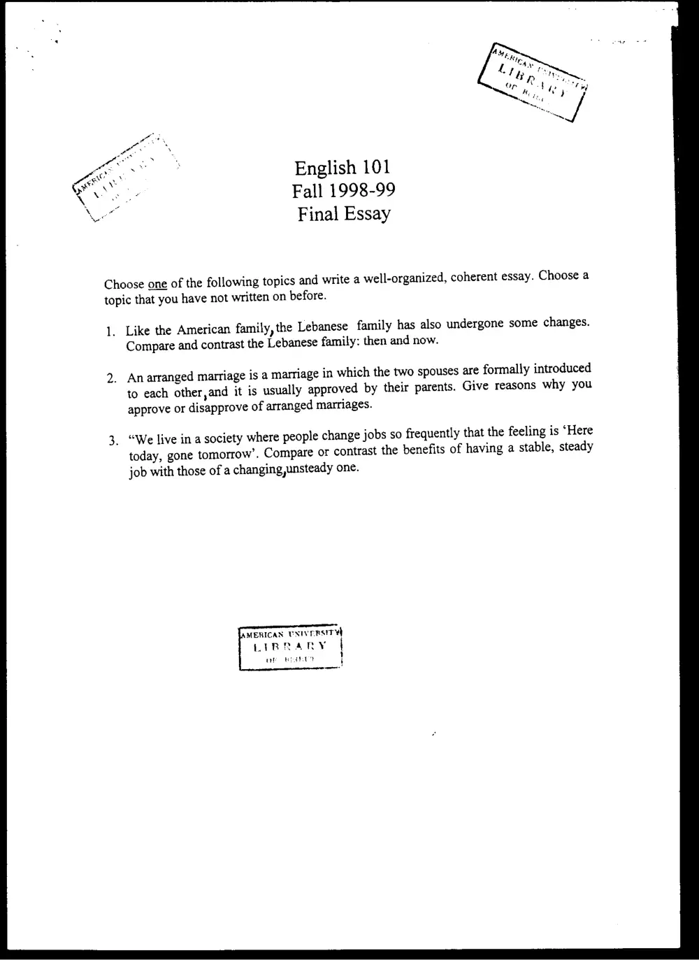 ENG 101 Final, Spring 1999, page 7