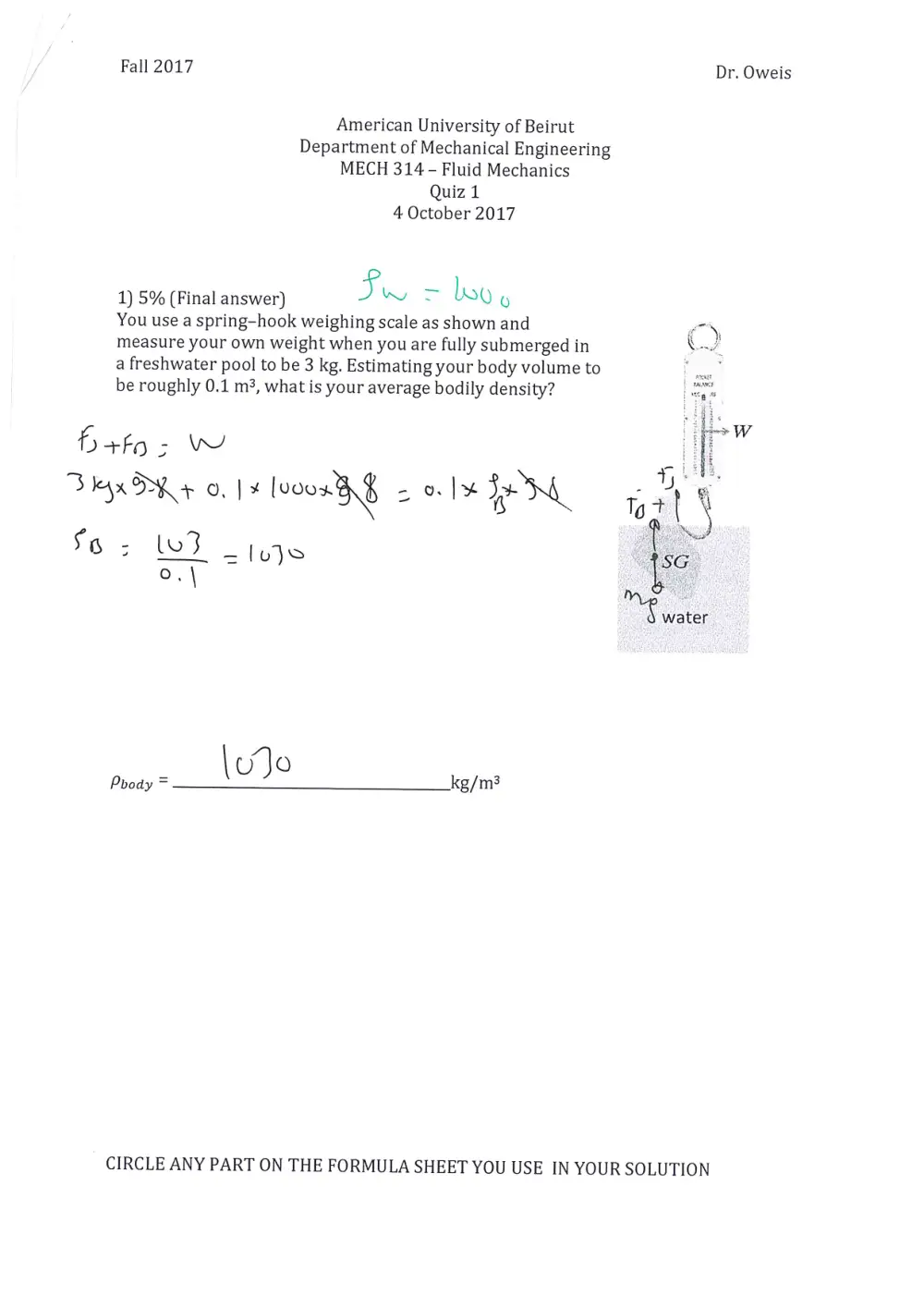 MECH 314 Midterm, Fall 2017, page 1
