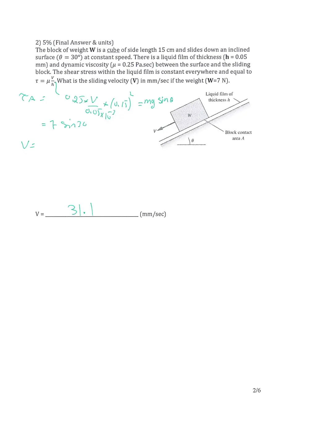 MECH 314 Midterm, Fall 2017, page 2