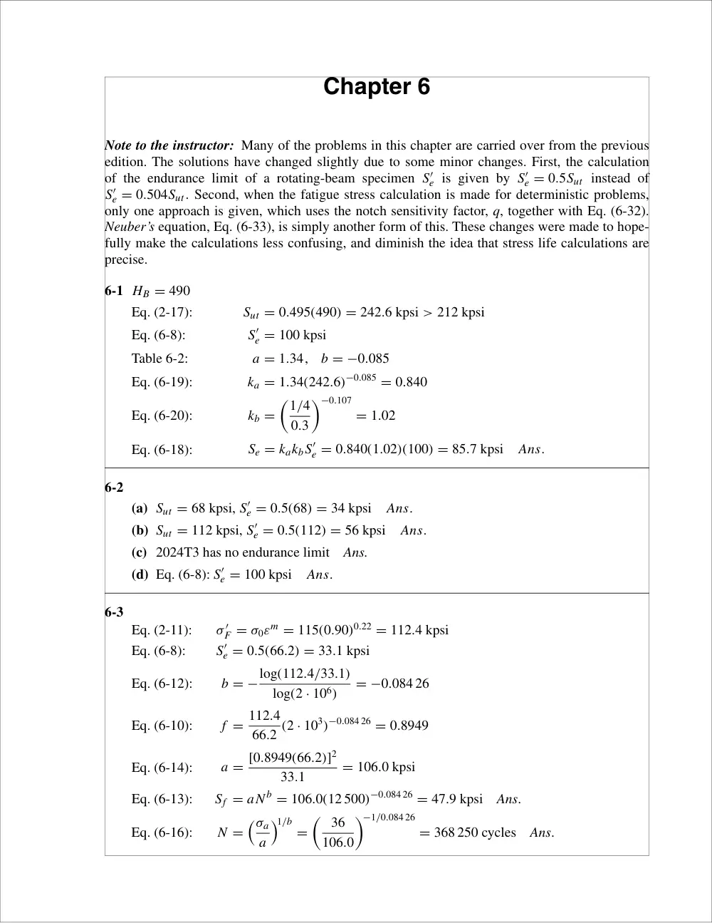 MECH 420 Problems Chap 6, Fall 2012, page 1