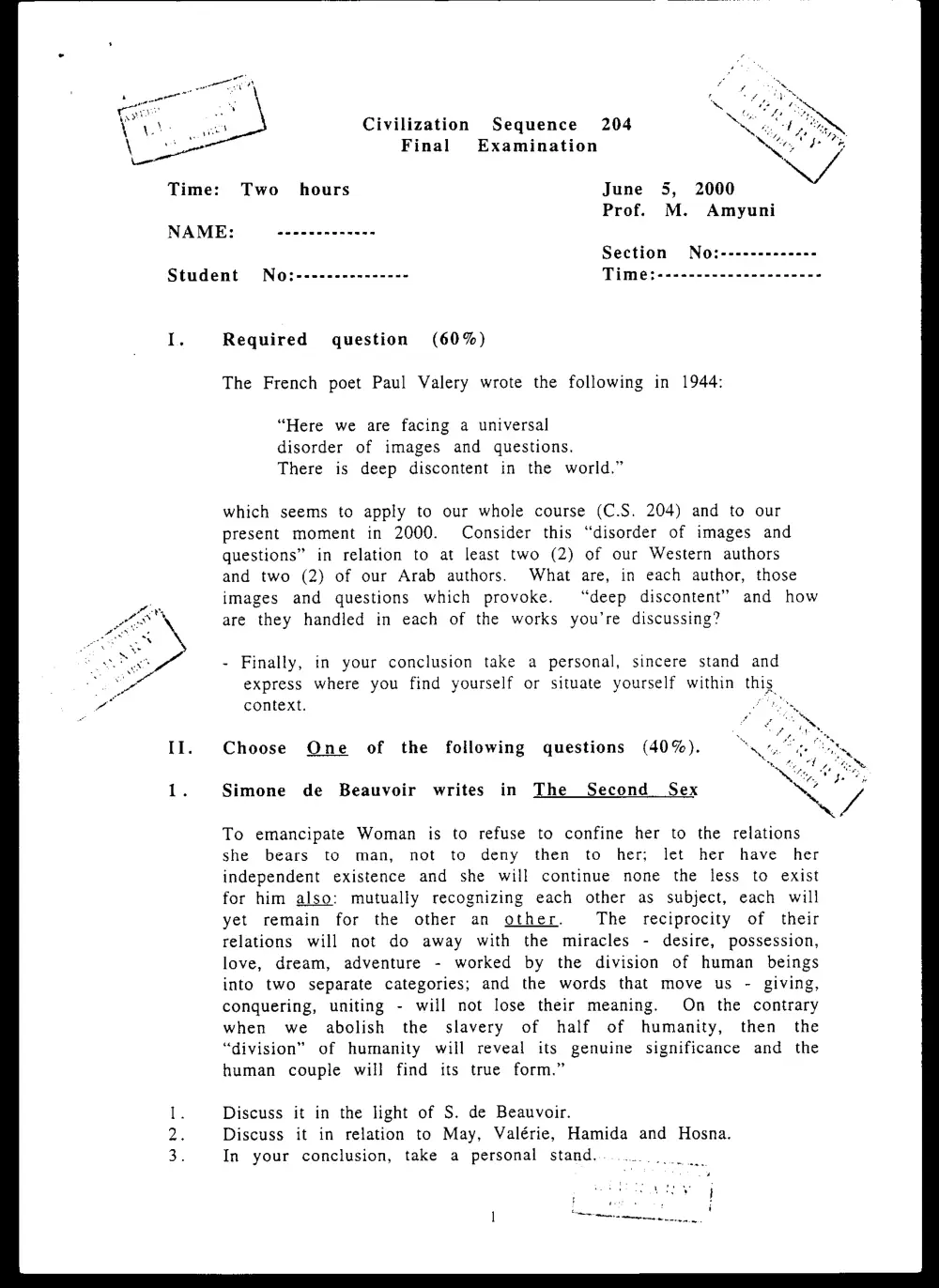 CVSP 204 Final, Spring 2000, page 1