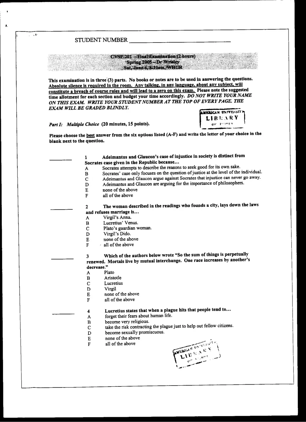 CVSP 201 Final, Spring 2005, page 1