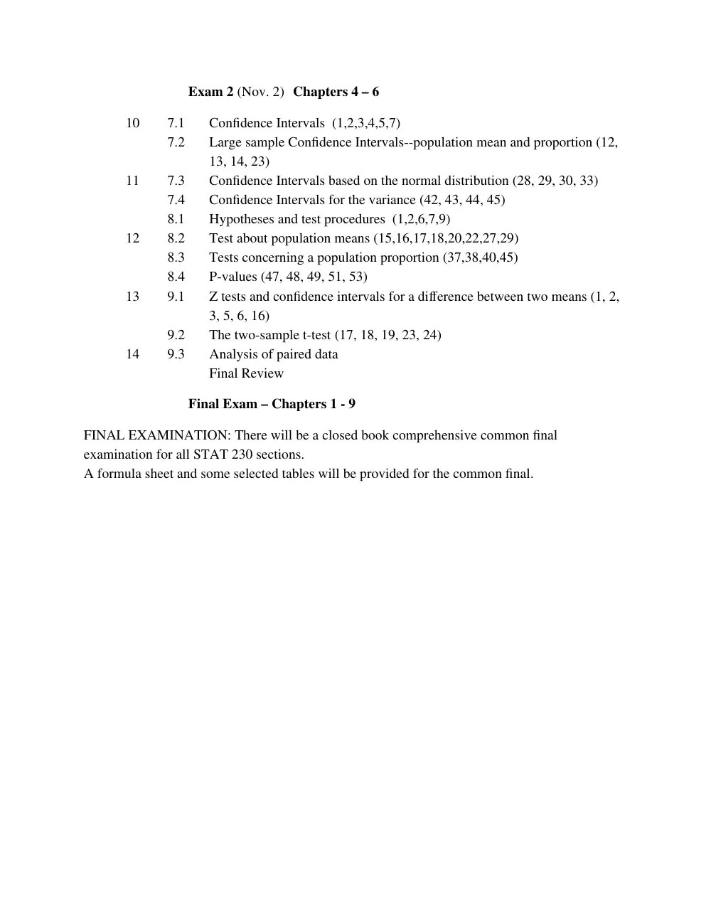 STAT 230 Syllabus, Fall 2013, page 3