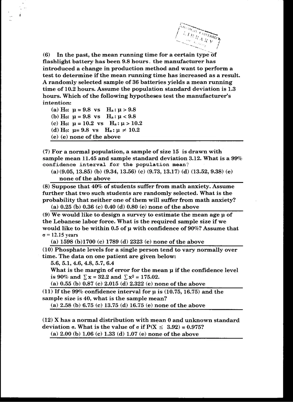 STAT 201 Final, Fall 2004, page 2