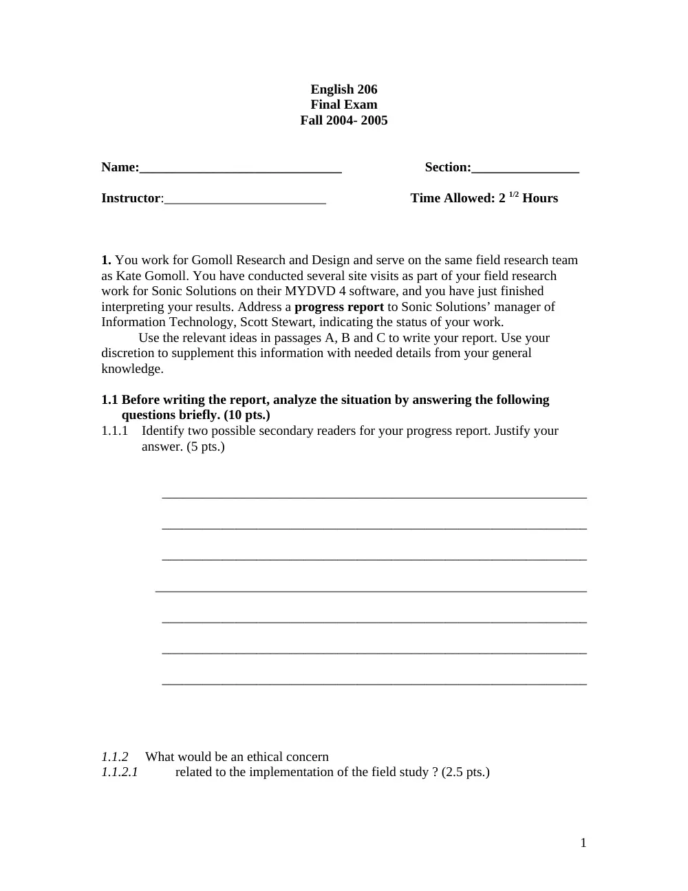 ENG 206 Final, Fall 2004, page 1