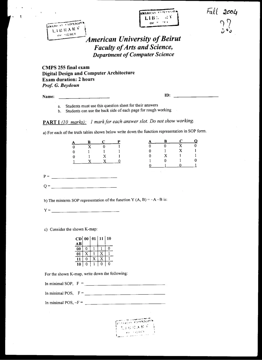 CMPS 255 Final, Fall 2003, page 1