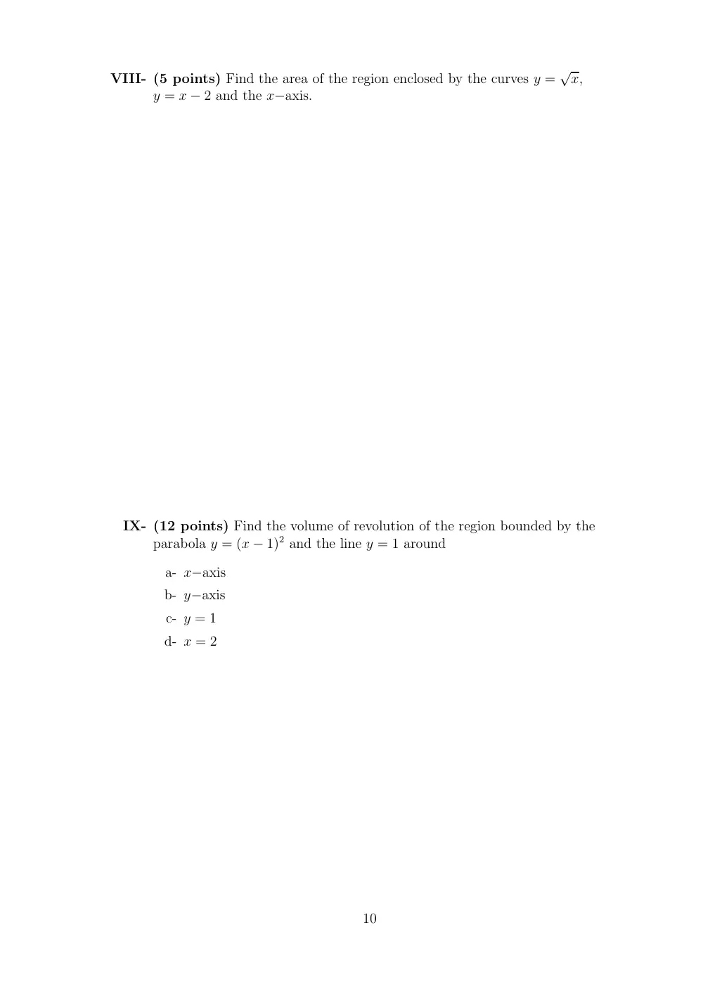 MATH 101 Final, Fall 2005, page 10