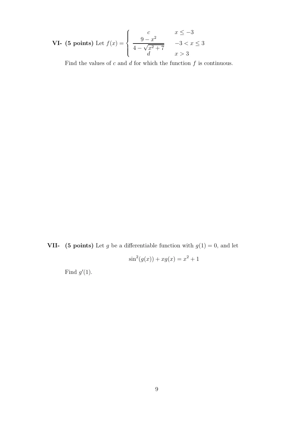 MATH 101 Final, Fall 2005, page 9