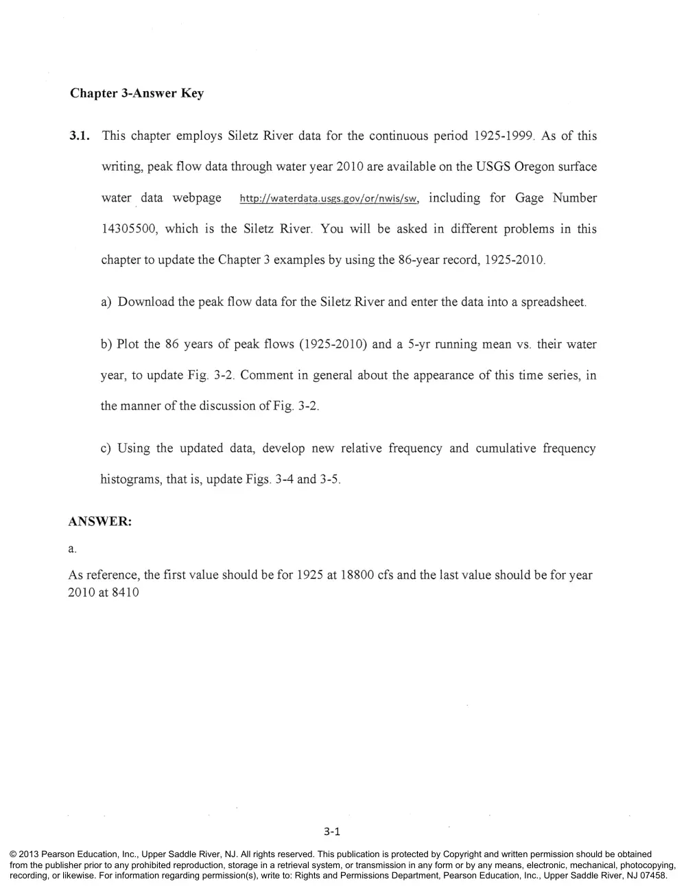 CIVE 441 Chapter 3 Solution, Fall 2015, page 1