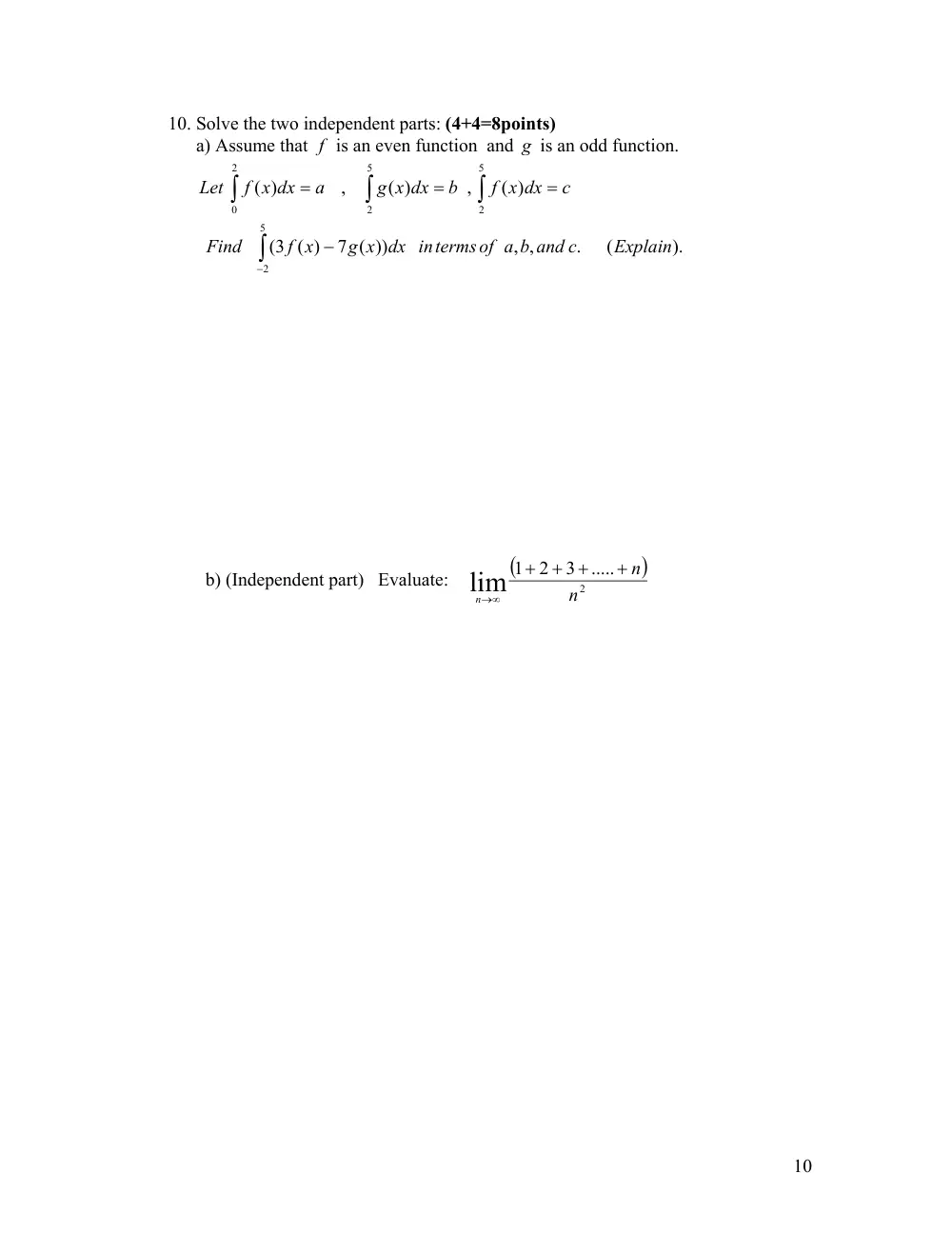 MATH 101 Final, Fall 2007, page 10