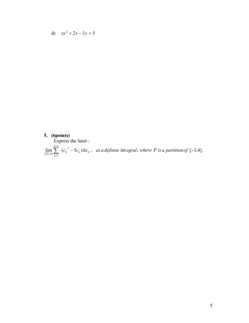 MATH 101 Final, Fall 2007, page 5
