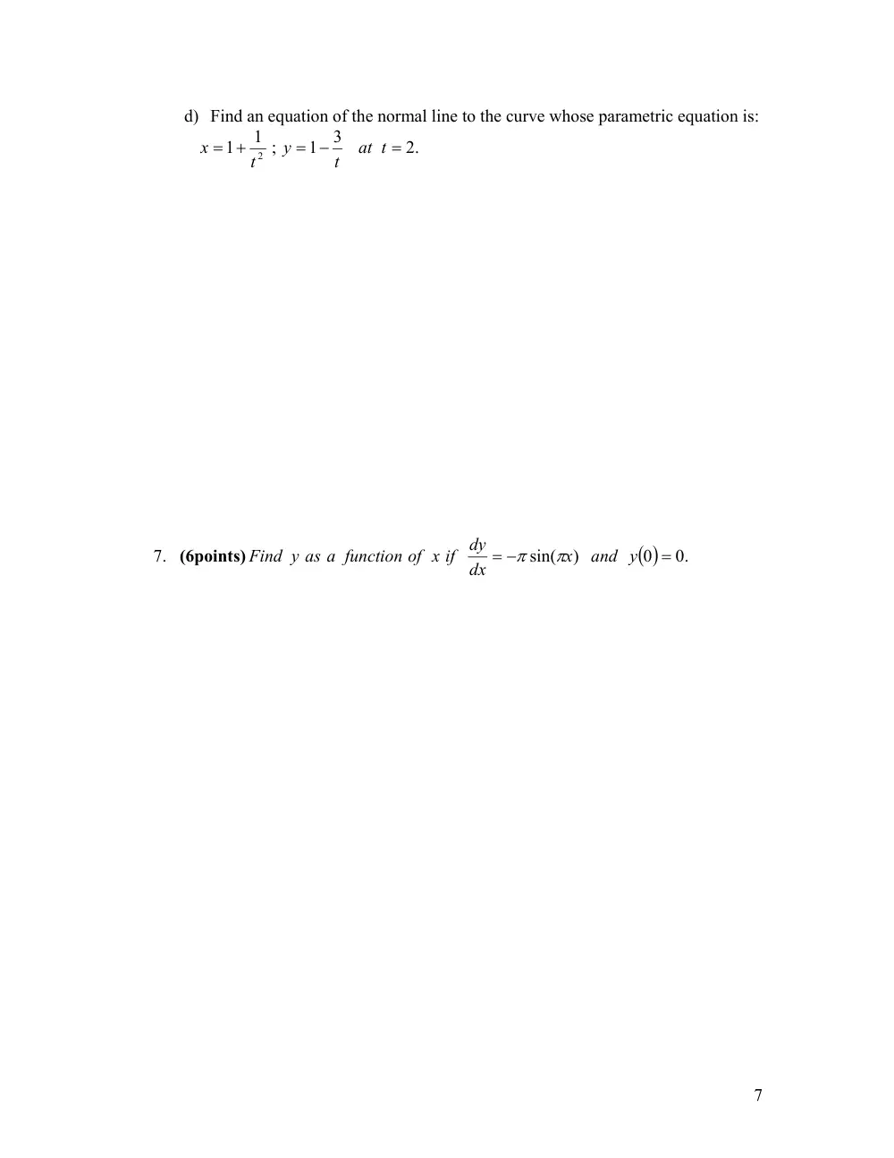 MATH 101 Final, Fall 2007, page 7