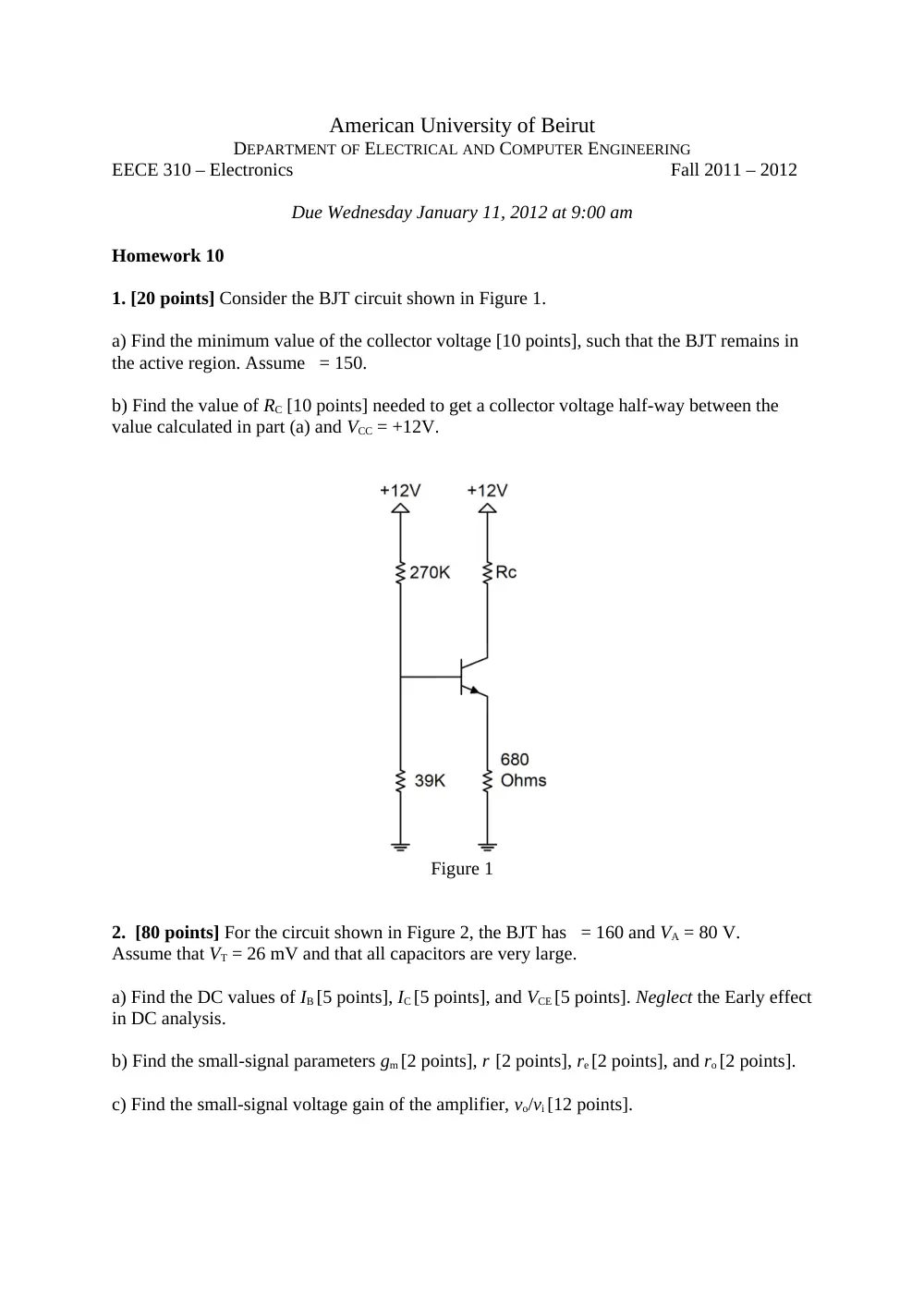 EECE 310 Homework 10, Fall 2011, page 1