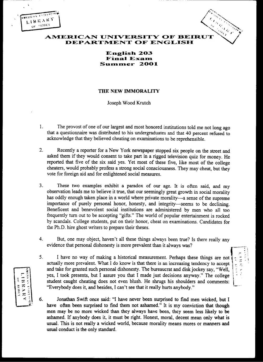ENG 203 Final, Summer 2001, page 6