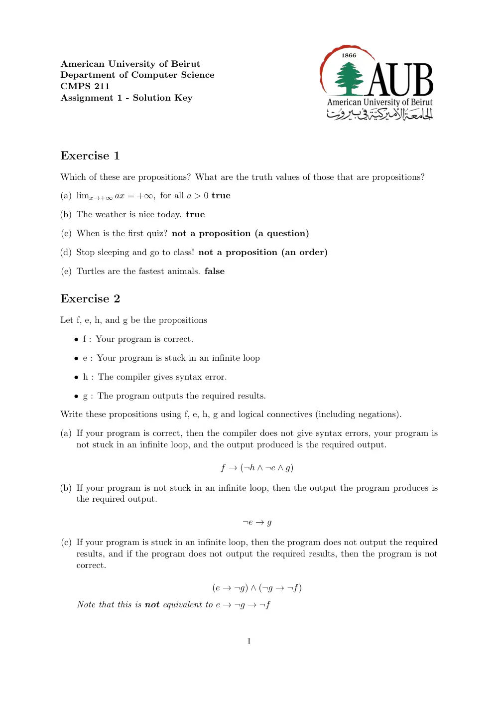 CMPS 211 Homework 1 with Solution, Spring 2016, page 1