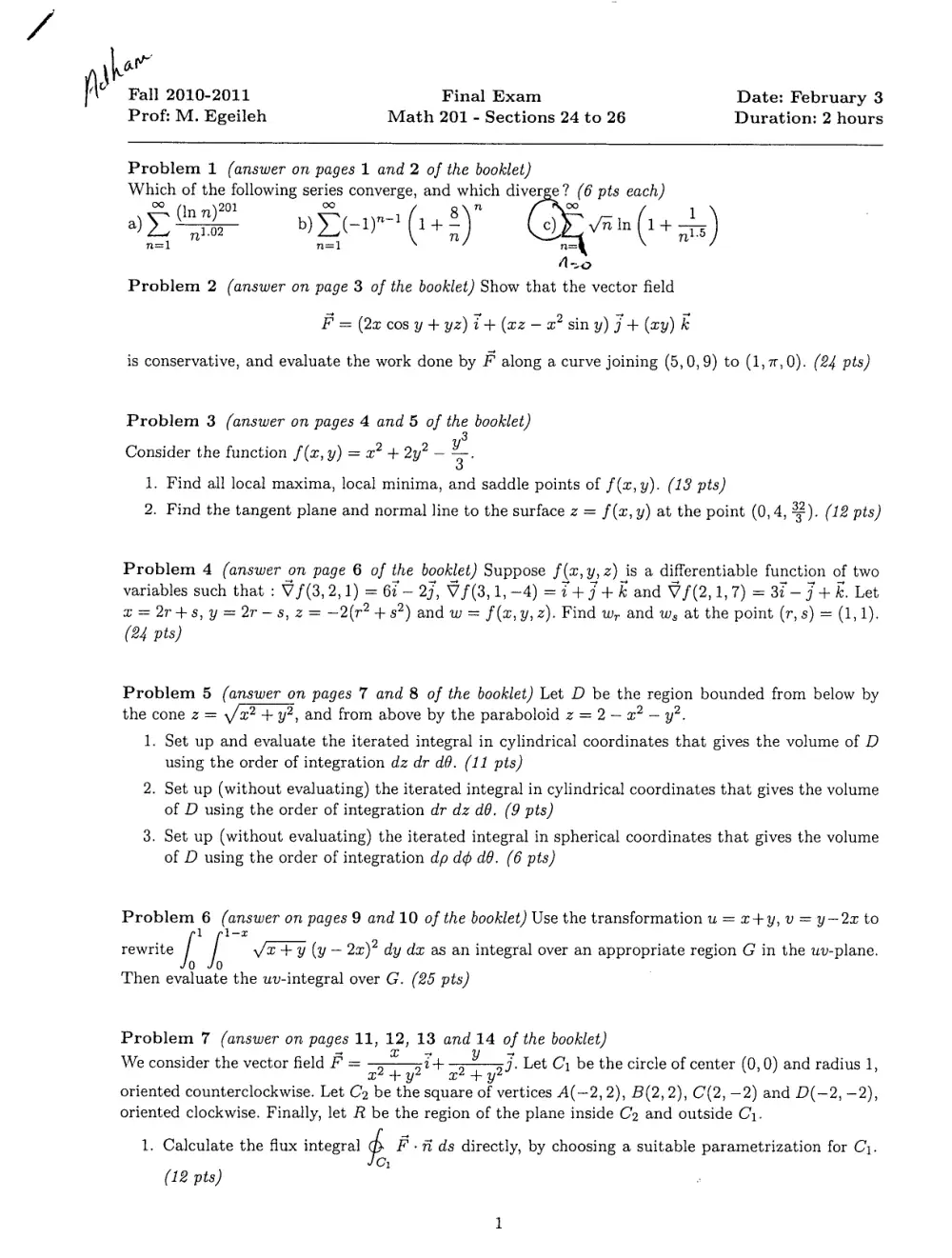 MATH 201 Final, Fall 2010, page 1