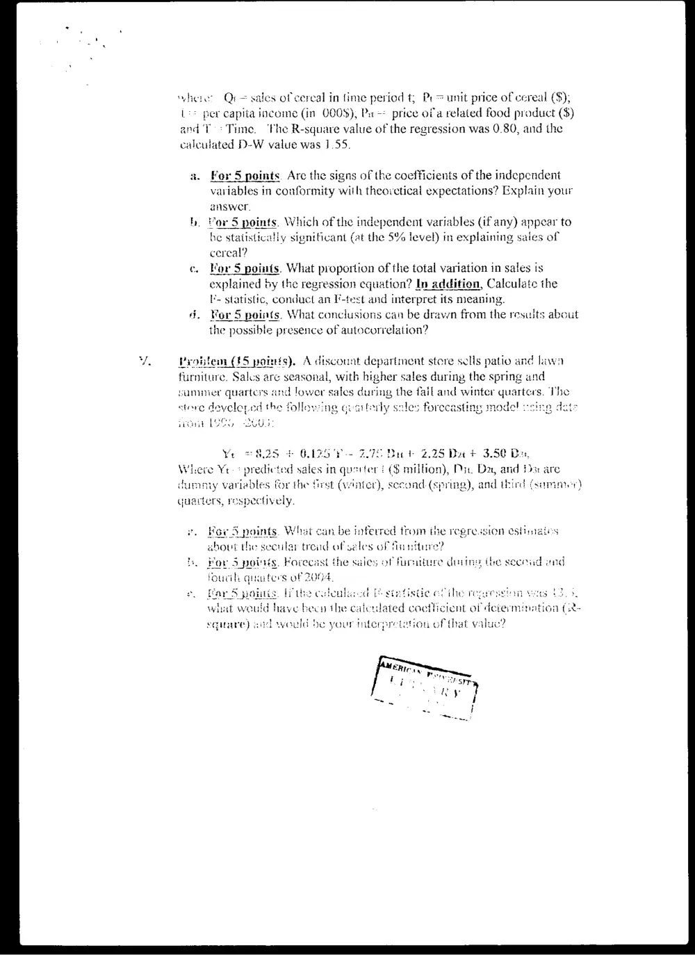 BUSS 230 Midterm, Fall 2005, page 5