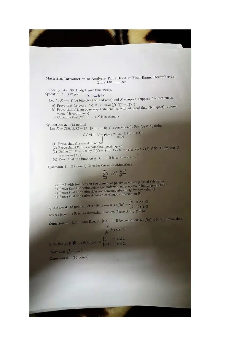 MATH 210 Exam 2, Fall 2016, page 1