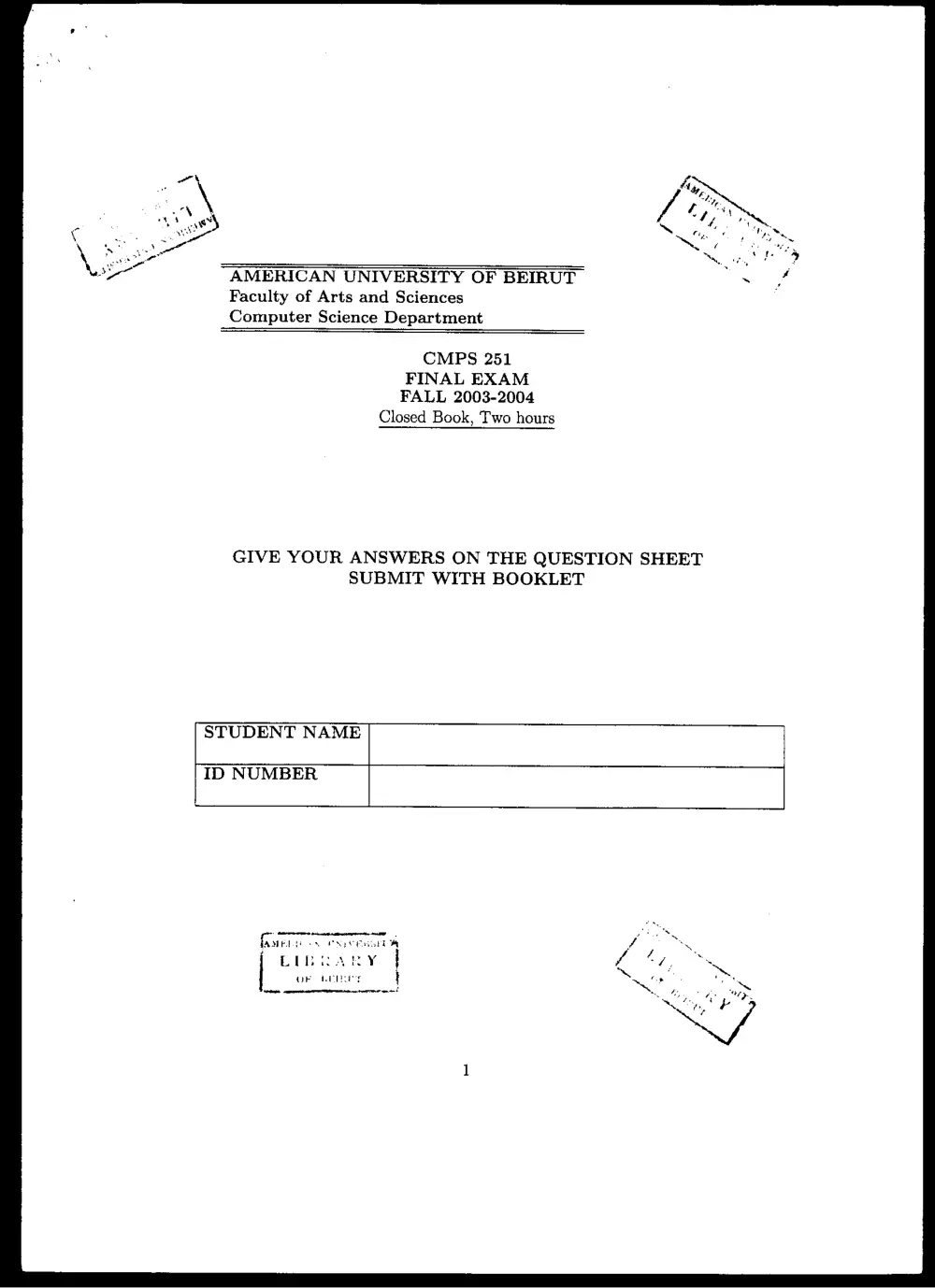 CMPS 251 Final, Fall 2003, page 1